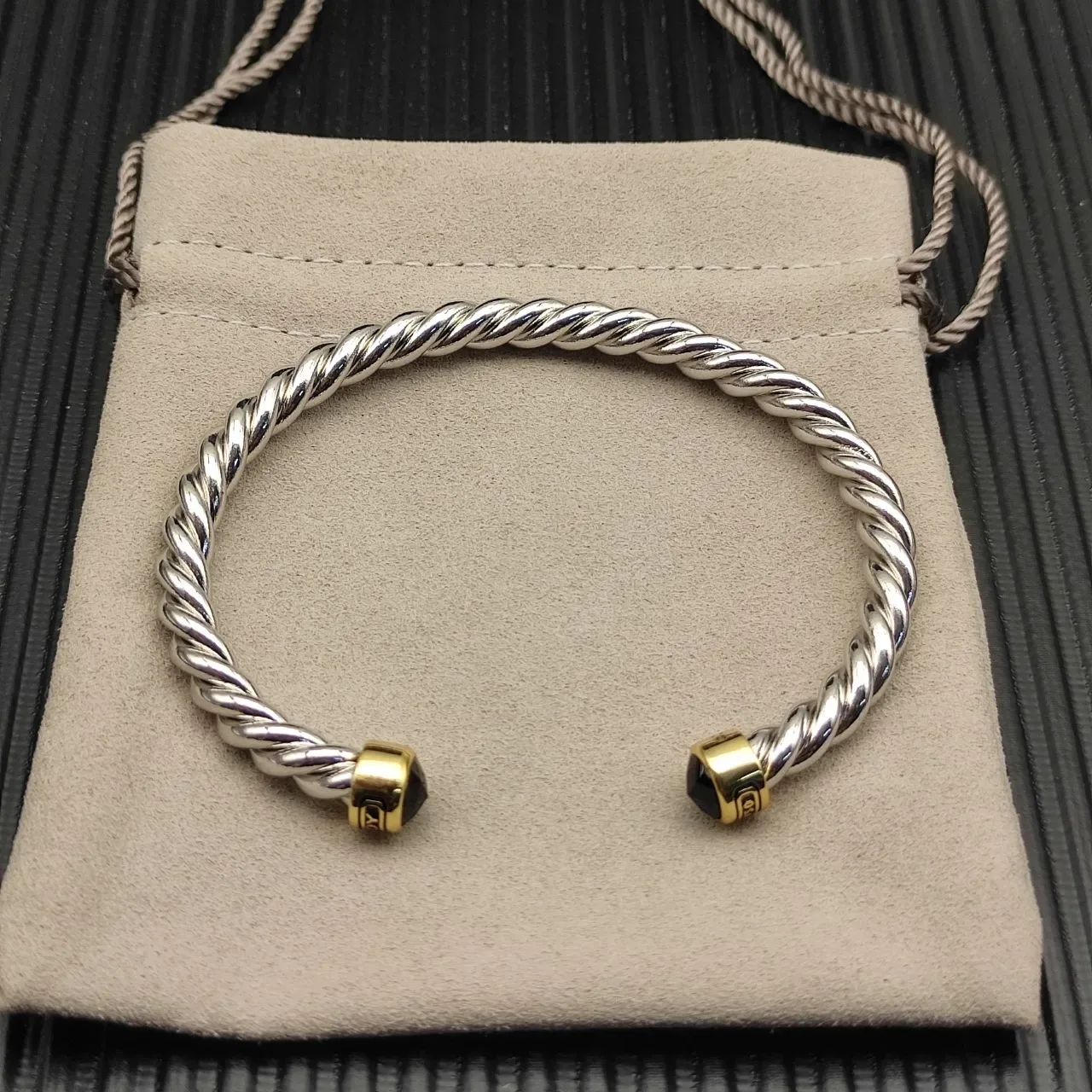 David Yurman Cable Classics Silver Gold Twisted Dual-Tone Metal Bracelet 8