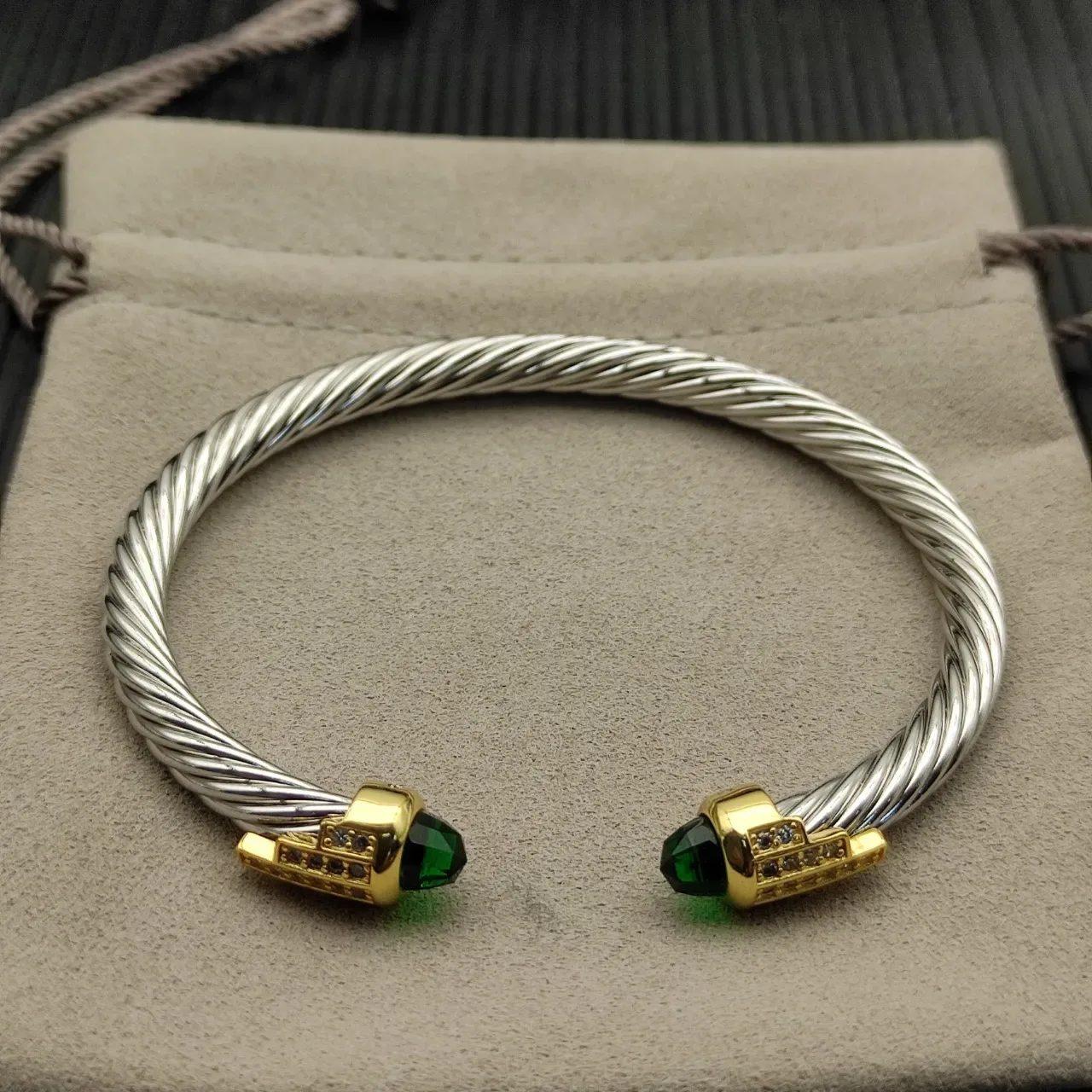 David Yurman Cable Classics Silver Gold Twisted Dual-Tone Metal Bracelet 8