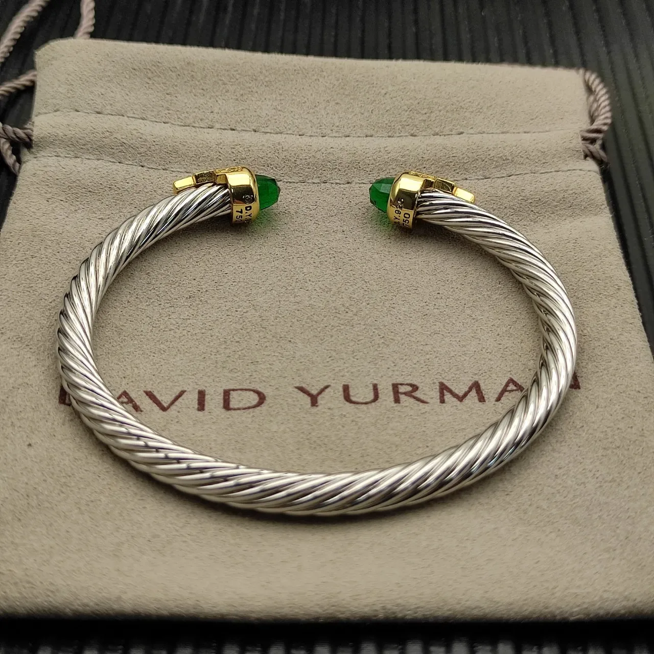 David Yurman Cable Classics Silver Gold Twisted Dual-Tone Metal Bracelet 9