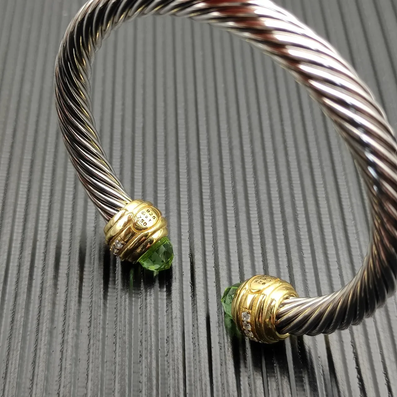 David Yurman Cable Classics Silver Gold Twisted Dual-Tone Metal Bracelet 7