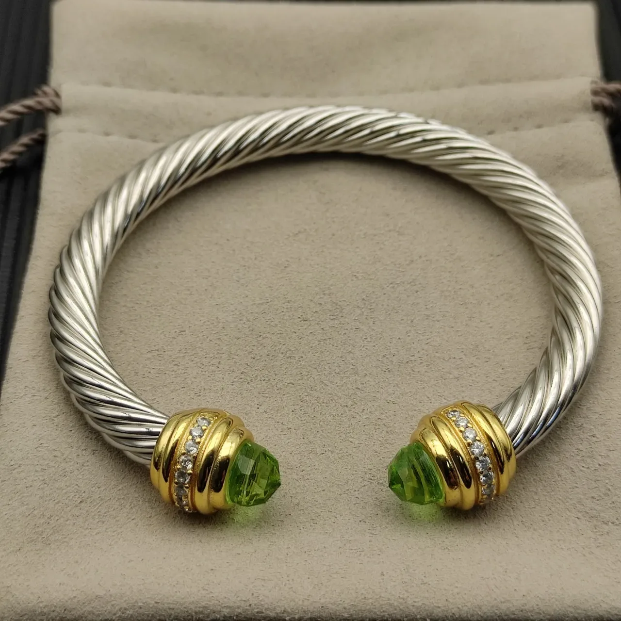 David Yurman Cable Classics Silver Gold Twisted Dual-Tone Metal Bracelet 8
