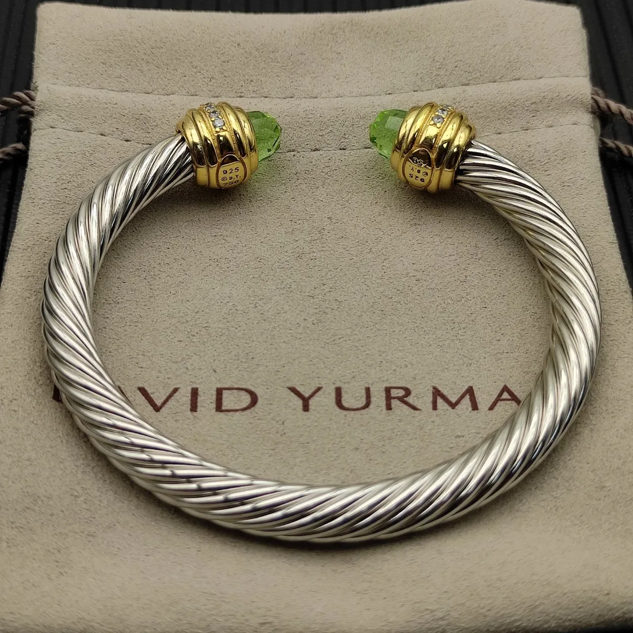 David Yurman Cable Classics Silver Gold Twisted Dual-Tone Metal Bracelet 9