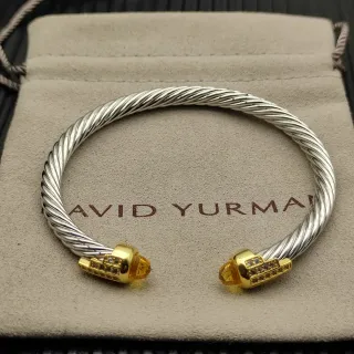 David Yurman Cable Classics سوار معدني فضي وذهبي ملتوي ثنائي اللون