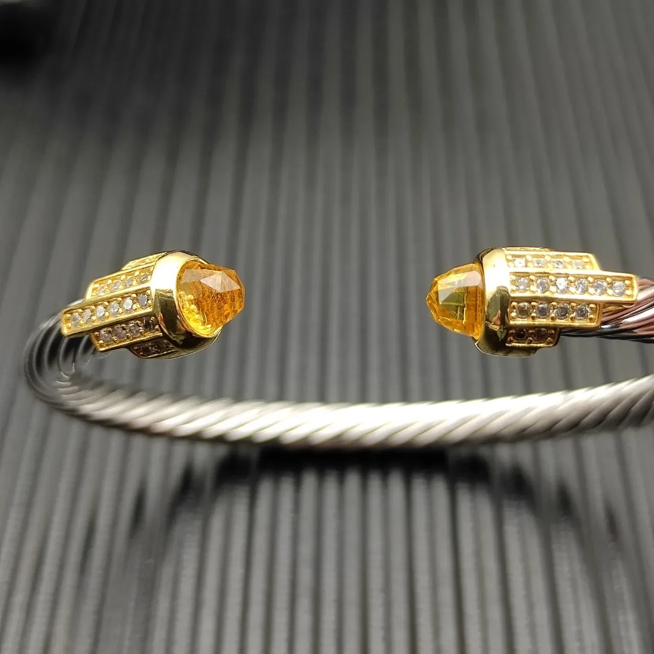 David Yurman Cable Classics Silver Gold Twisted Dual-Tone Metal Bracelet 4