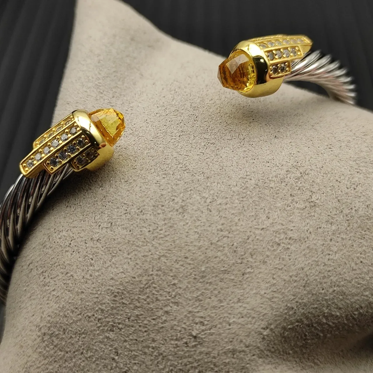 David Yurman Cable Classics Silver Gold Twisted Dual-Tone Metal Bracelet 6