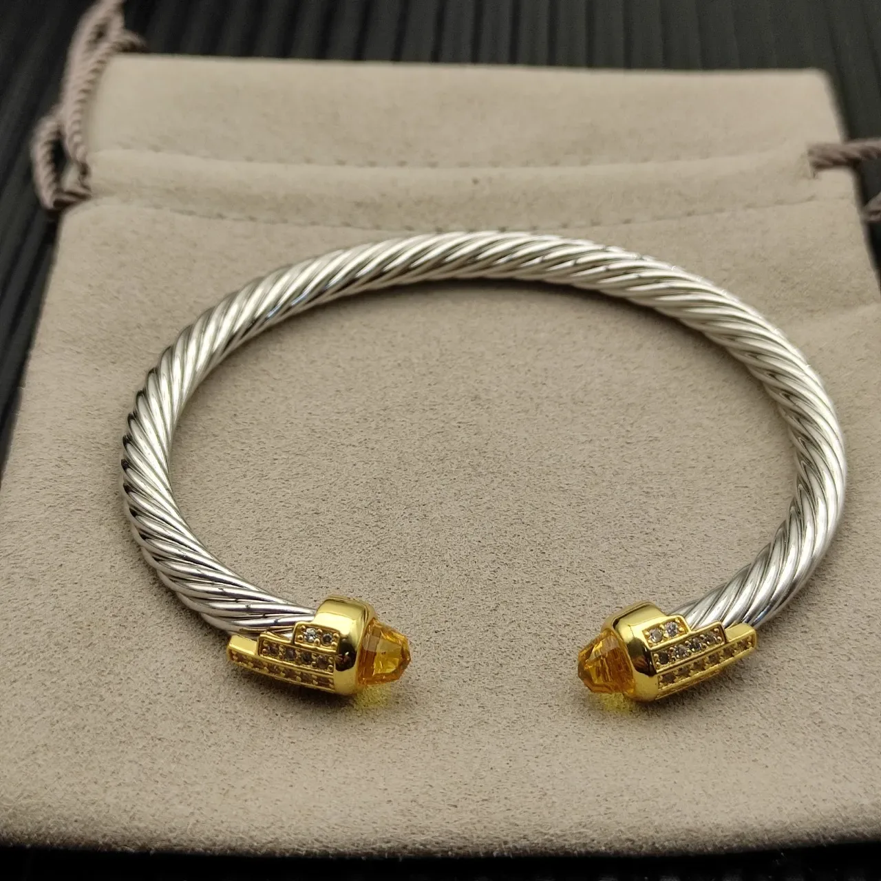 David Yurman Cable Classics Silver Gold Twisted Dual-Tone Metal Bracelet 8