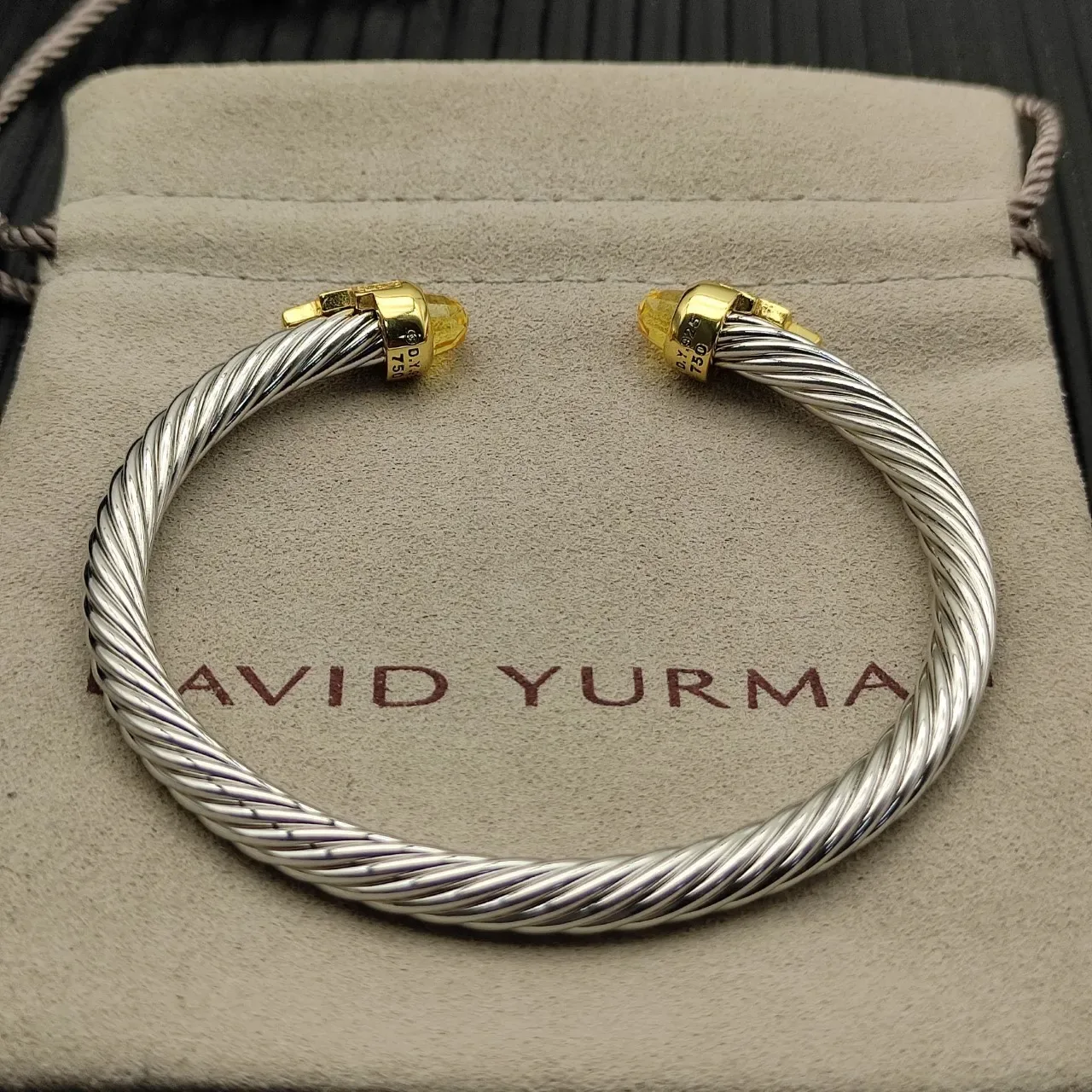 David Yurman Cable Classics Silver Gold Twisted Dual-Tone Metal Bracelet 9