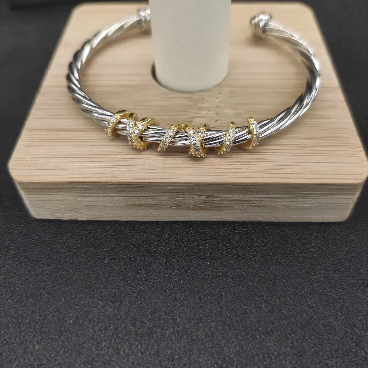 David Yurman Cable Classics Silver Gold Twisted Two-Tone Metal Bracelet 2