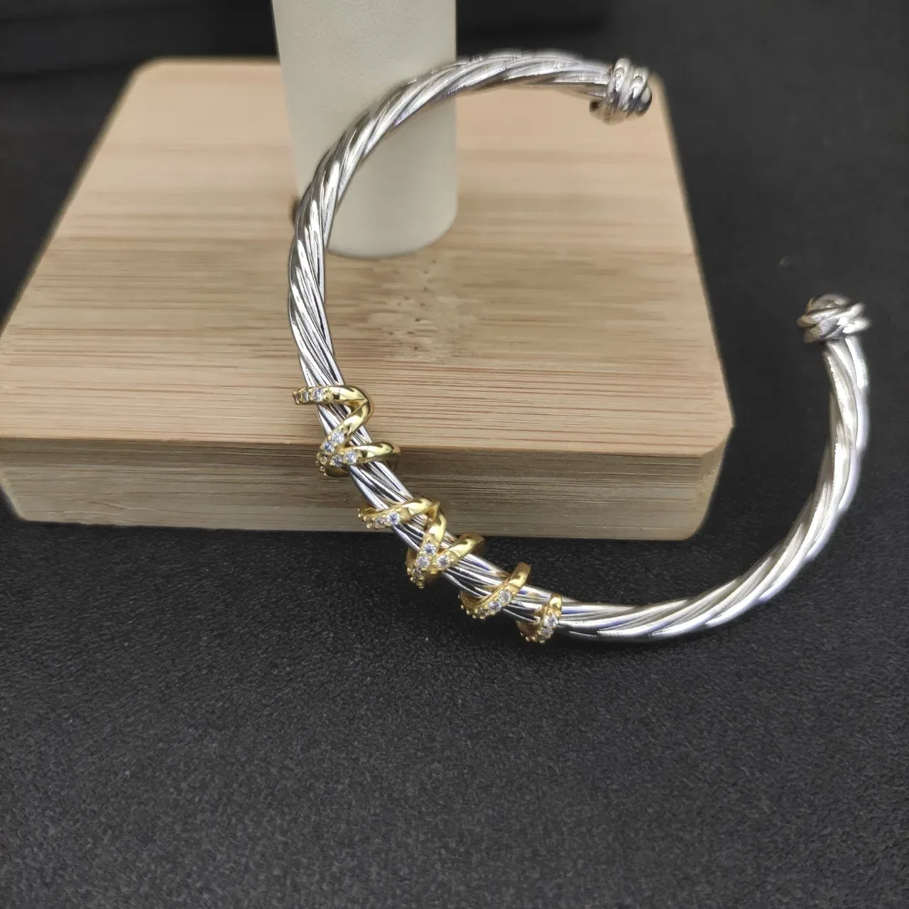 David Yurman Cable Classics Silver Gold Twisted Two-Tone Metal Bracelet 3