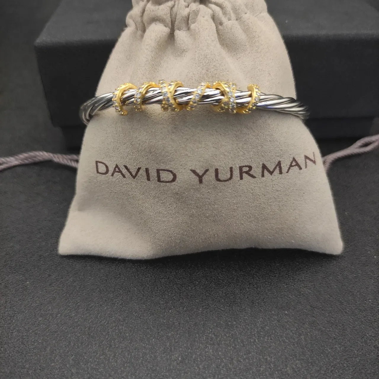 David Yurman Cable Classics Silver Gold Twisted Two-Tone Metal Bracelet 8