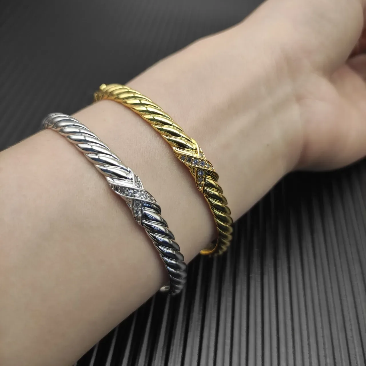 David Yurman Cable Classics X Pavé Diamond Twisted Rope Bracelet 9