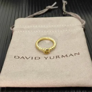 David Yurman Cable Collectibles Gold Yellow Twisted Band Single Bezel-Set Gemstone Ring