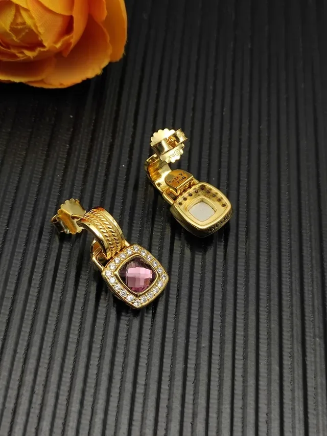 David Yurman Cable Collectibles Square Amethyst and Diamond Halo Earrings 8