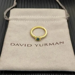 David Yurman Cable Collection Gold Blue Twisted Band Cabochon-Set Stone Ring