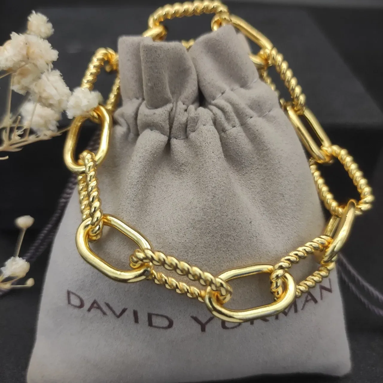 David Yurman Cable Collection Twisted Rope and Oval Link Gold Bracelet 4