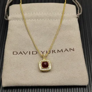David Yurman قلادة ذهبية سلسلة كيرب حمراء حجر كريم كوشن-كات