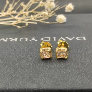 David Yurman Gold-Tone Cushion-Cut Halo Stud Earrings