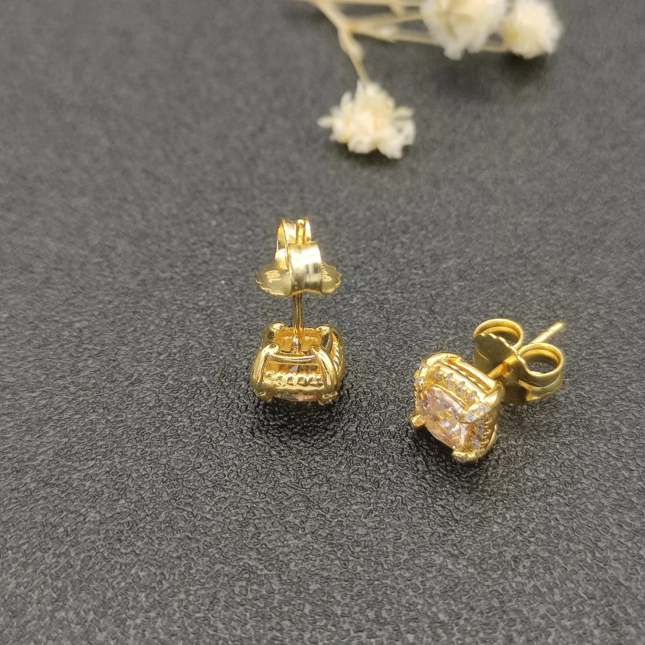 David Yurman Gold-Tone Cushion-Cut Halo Stud Earrings 6