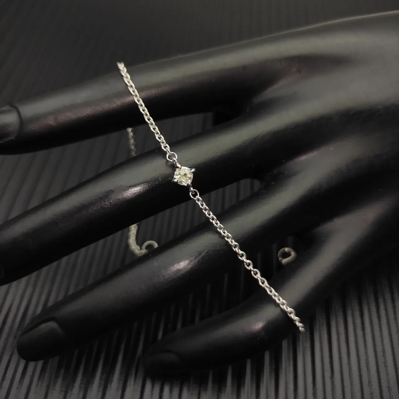 David Yurman Minimalist Single Stone Silver Chain Bracelet 6