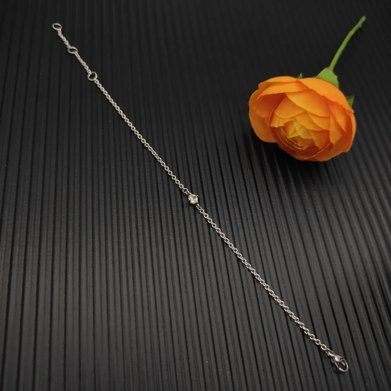 David Yurman Minimalist Single Stone Silver Chain Bracelet 7