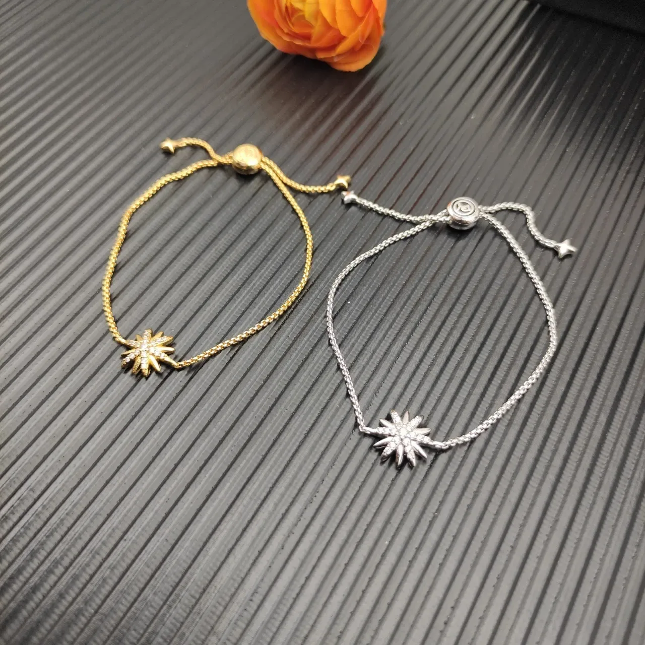 David Yurman Starburst Pavé Gold Chain Bracelet 3