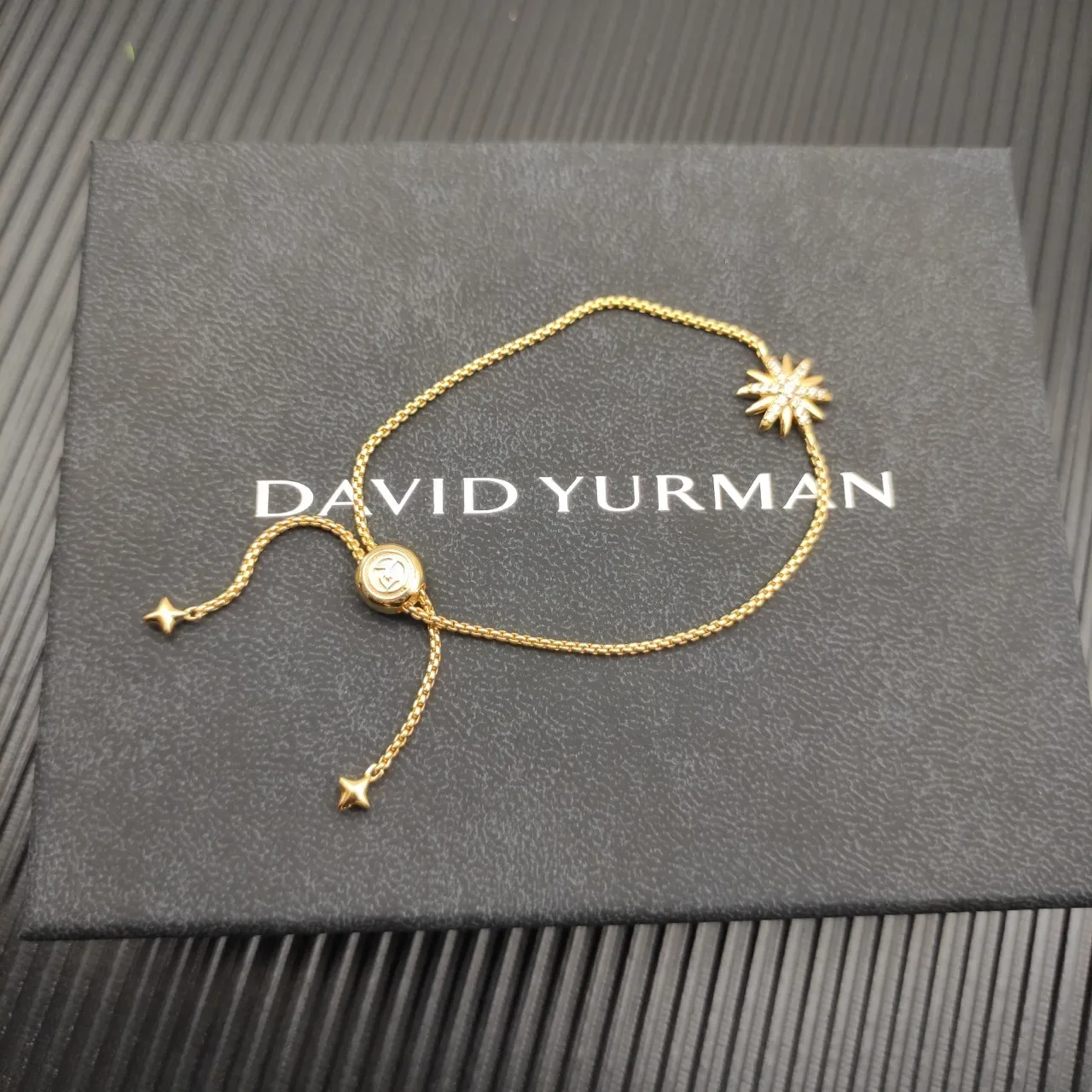 David Yurman Starburst Pavé Gold Chain Bracelet 7