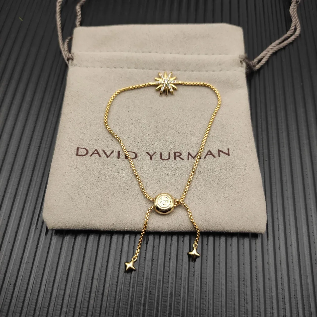 David Yurman Starburst Pavé Gold Chain Bracelet 9