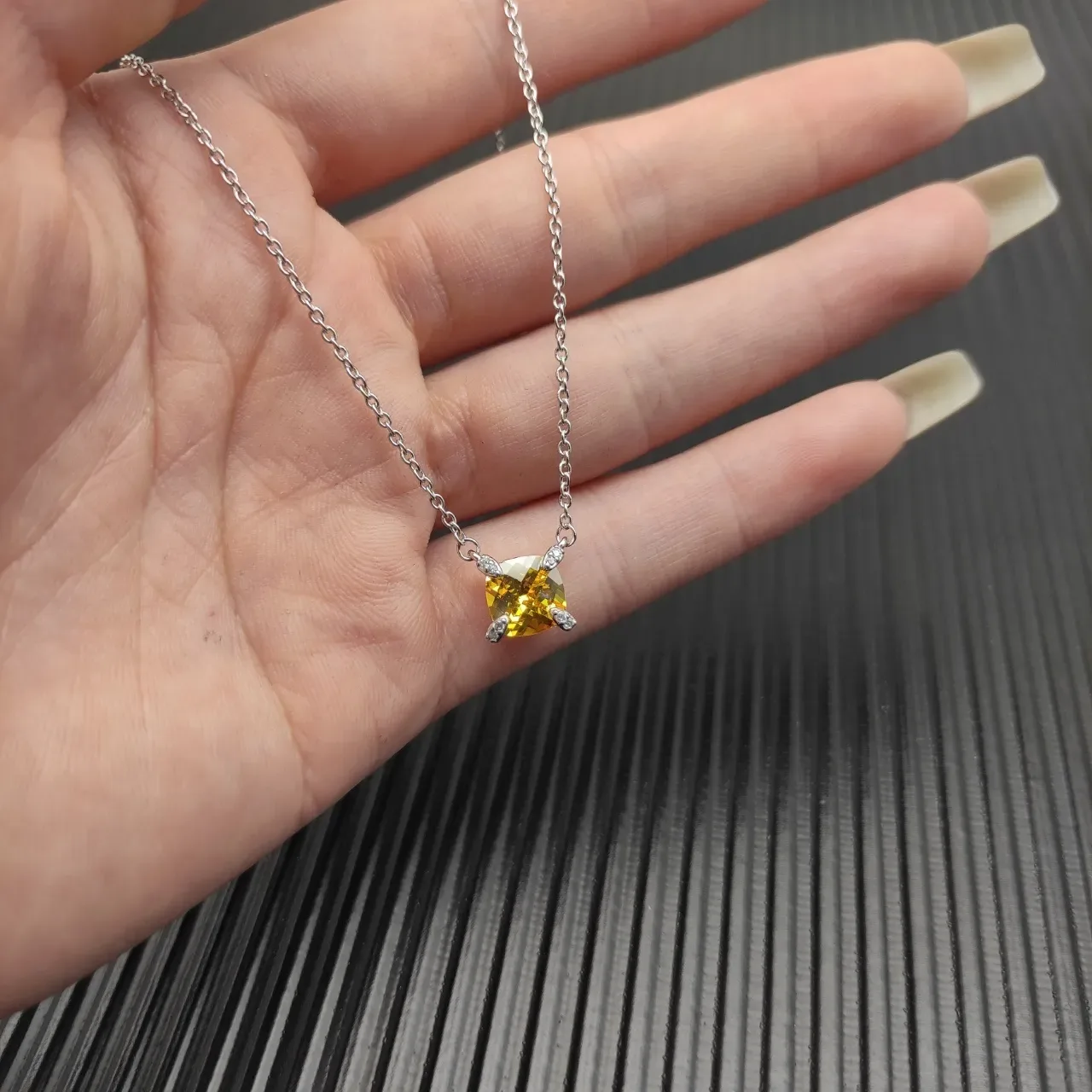 David Yurman Yellow Gemstone Pendant Necklace 7