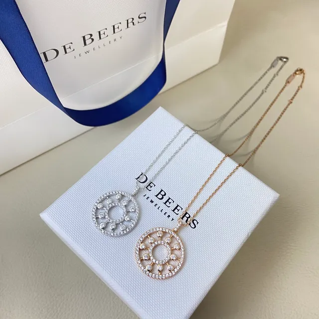 De Beers Circular Openwork Pavé Diamond Pendant Necklace 7