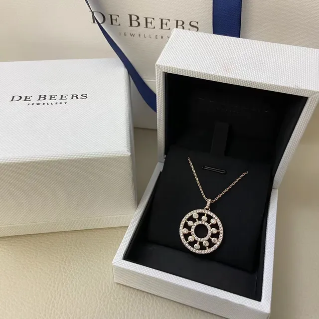 De Beers Circular Openwork Pavé Diamond Pendant Necklace 8