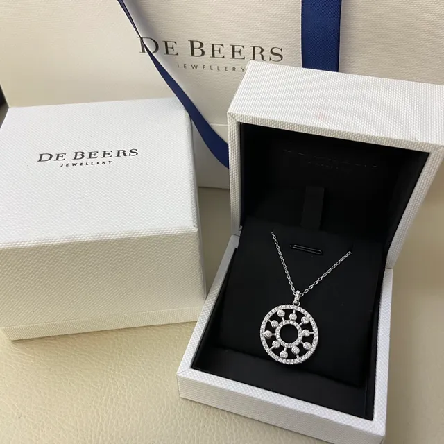 De Beers Circular Openwork Pavé Diamond Pendant Necklace 9