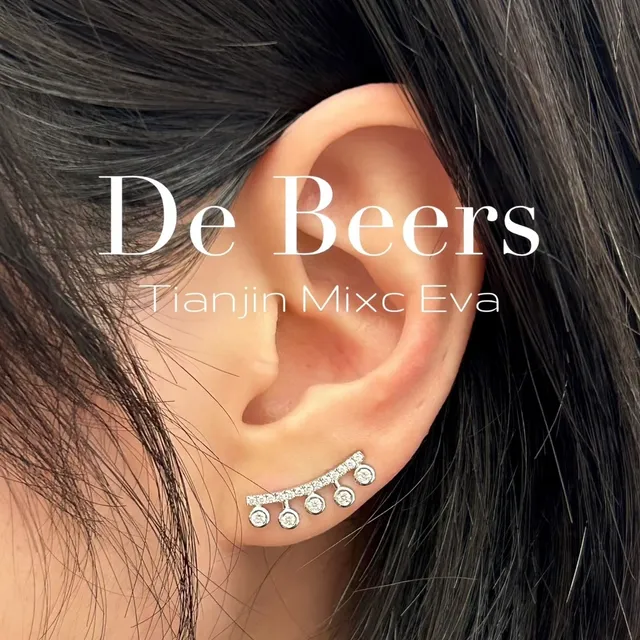 De Beers Gold Silver Diamond Pavé Dual-Tone Metal Earrings 2