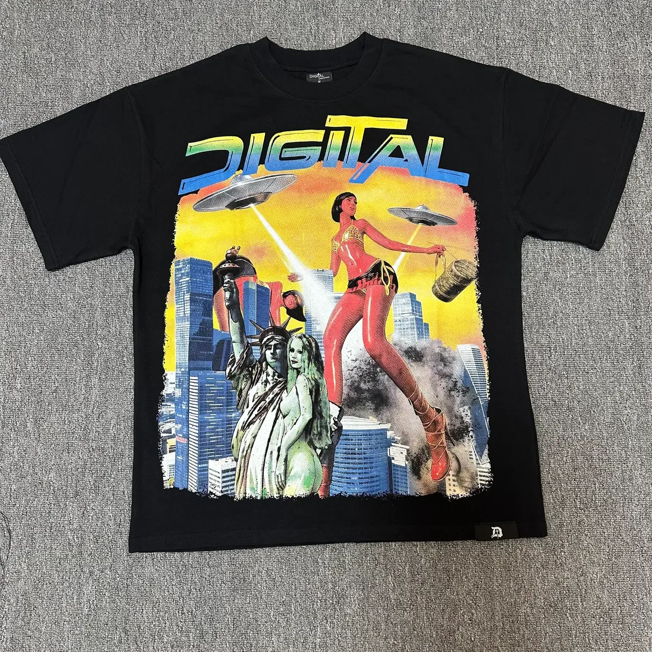 Digital Graphic-Print Black T-Shirt 6