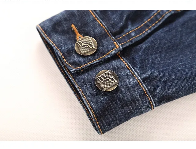 Chaqueta de Denim con Parche de Bandera Estadounidense Desgastada 8