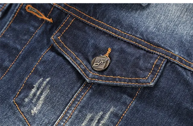 Chaqueta de Denim con Parche de Bandera Estadounidense Desgastada 10