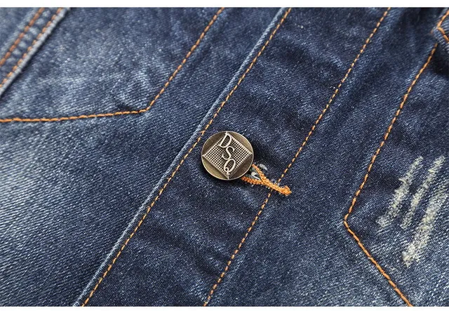 Chaqueta de Denim con Parche de Bandera Estadounidense Desgastada 12