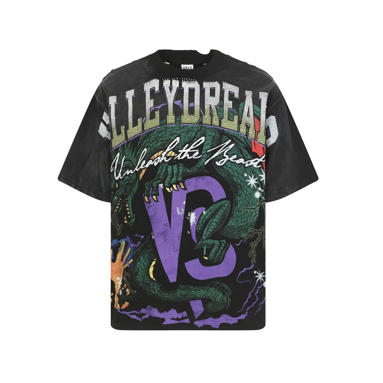 Distressed Black Oversized Graphic Print T-Shirt 3