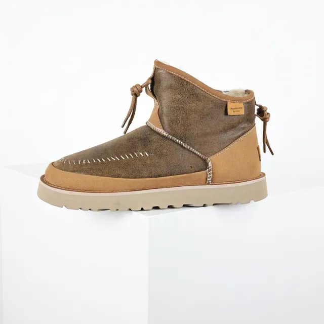 Distressed Brown and Tan Suede Toggle-Lace Ankle Boots 2