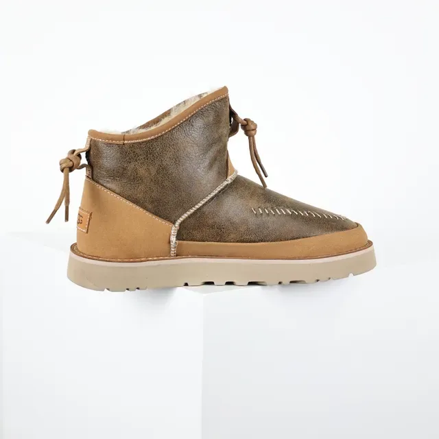 Distressed Brown and Tan Suede Toggle-Lace Ankle Boots 3