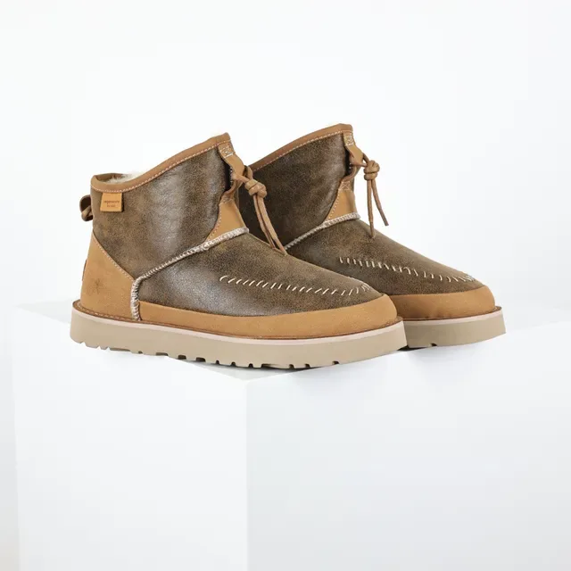 Distressed Brown and Tan Suede Toggle-Lace Ankle Boots 4