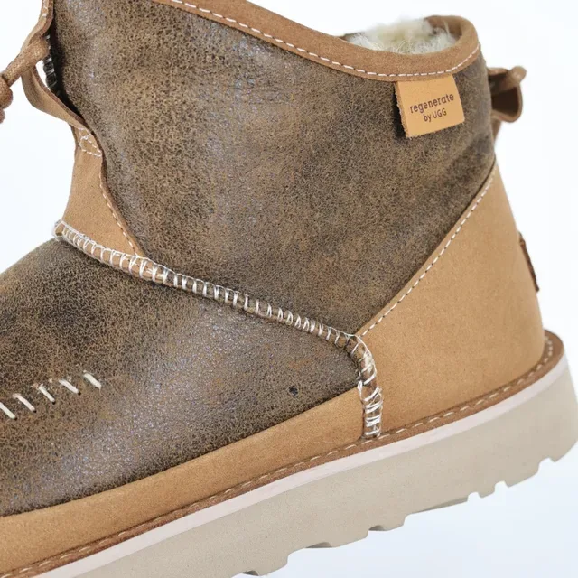 Distressed Brown and Tan Suede Toggle-Lace Ankle Boots 9
