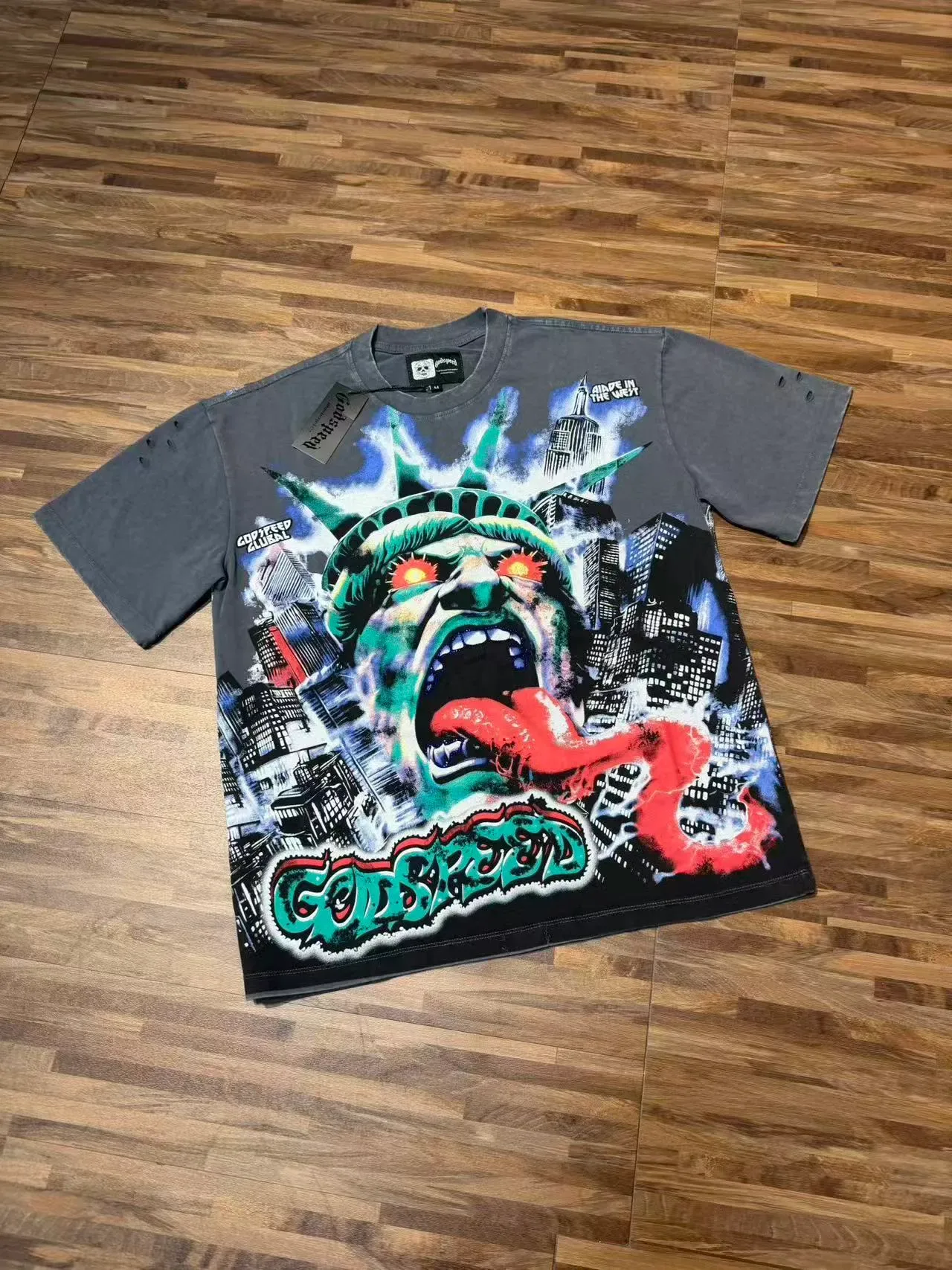 Distressed Graphic Print Oversized T-Shirt 4