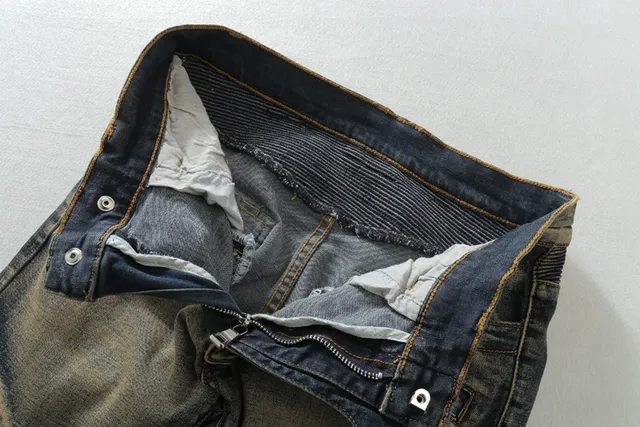 Distressed Medium-Wash Panelled Moto Jeans 5