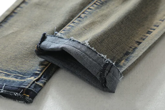 Distressed Medium-Wash Panelled Moto Jeans 10