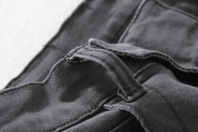 Distressed Moto-Panelled Slim-Fit Black Jeans 8