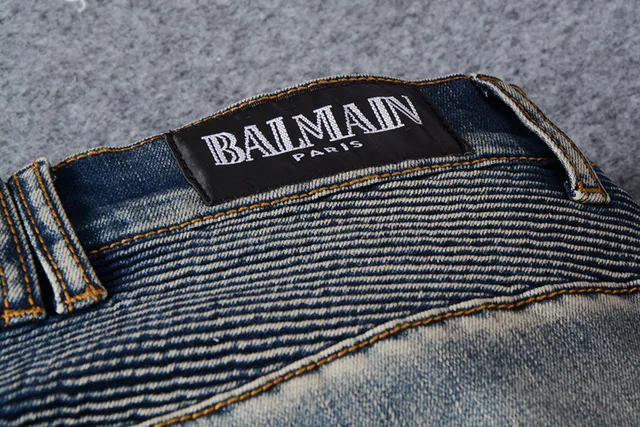 Distressed Moto-Panelled Zip-Pocket Blue Jeans 6