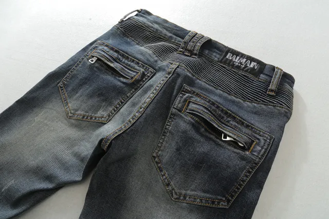 Distressed Moto-Panelled Zippered Tapered Jeans 5