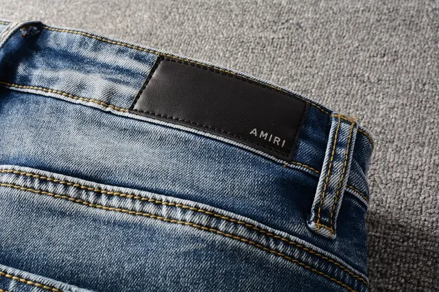 Distressed Patchwork Medium-Wash Blue Slim-Fit Jeans 4