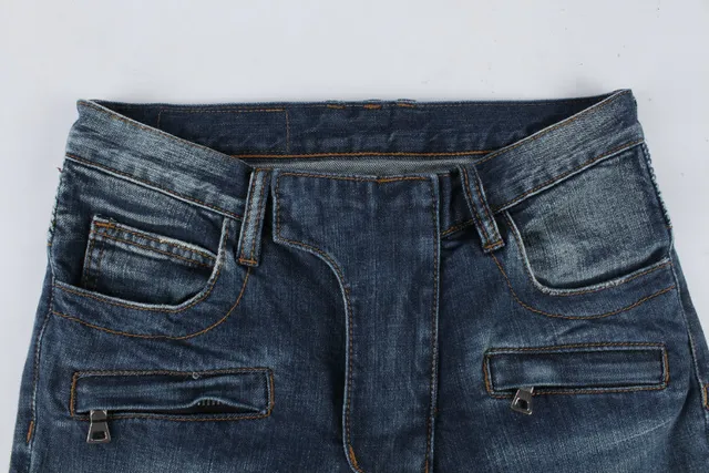 Distressed Reinforced Knee Zipper Pocket Raw Hem Jeans 8
