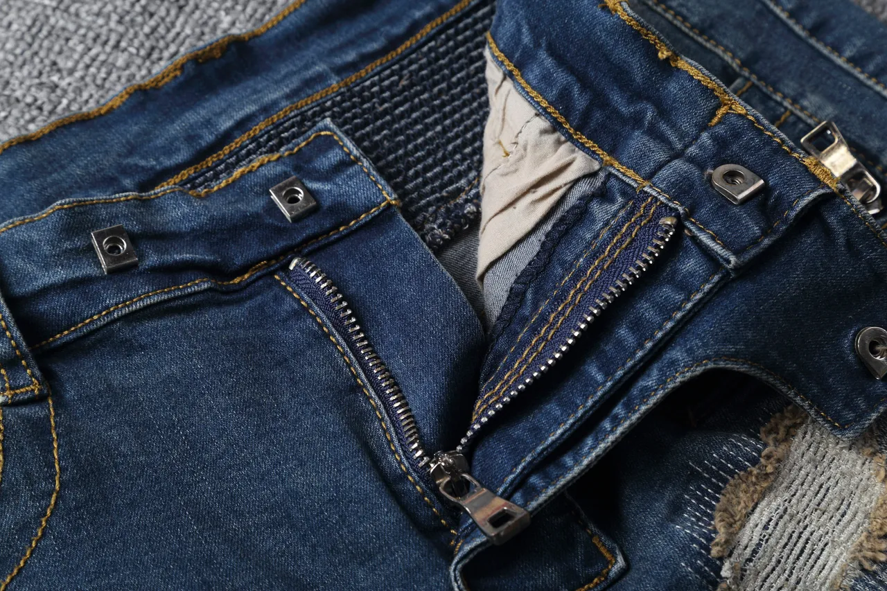 Distressed Zip-Pocket Moto Panel Denim Shorts 6
